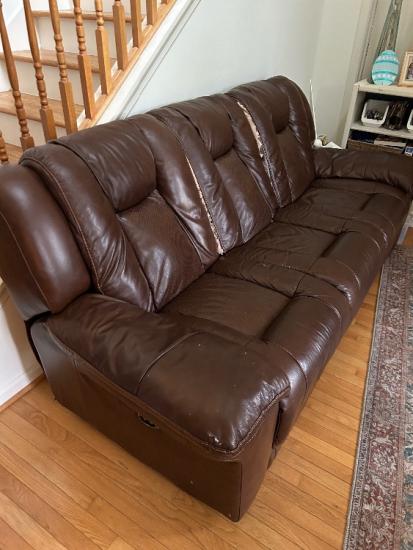 Leather Couch with electric recliner $200 OBO