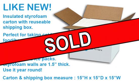 SOLD - Styro. box &amp; shipping carton for cold food!