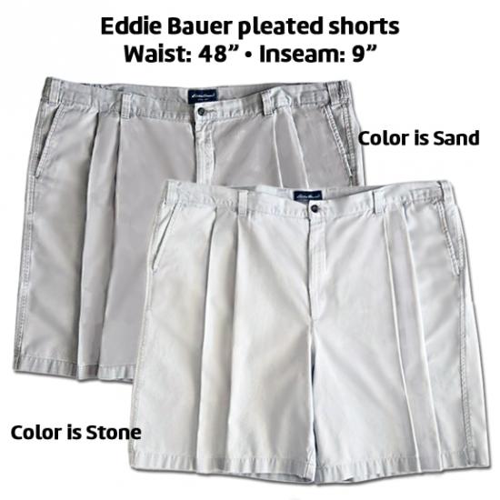 Men&#039;s Eddie Bauer pleated front shorts • Waist 48&quot; • Inseam 9&quot;