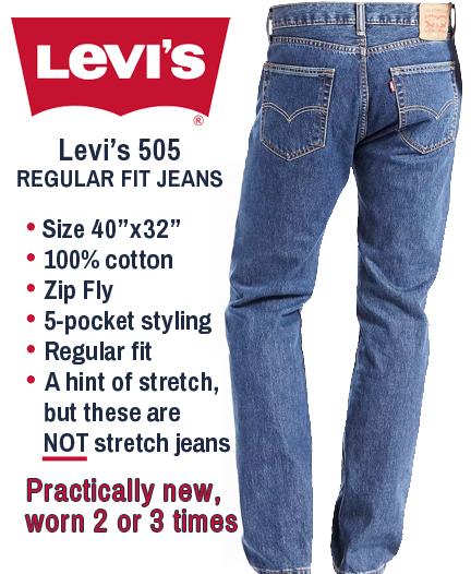 Practically New - Levi&#039;s 505 Regular Fit Jeans - Size 40x32     