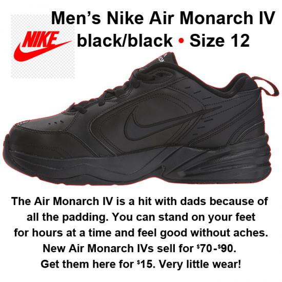 Men&#039;s NIKE Air Monarch IV sneakers • Size 12 • Black/black