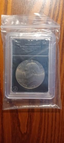 1976 bicentennial eisenhower uncirculated dollar in slab 