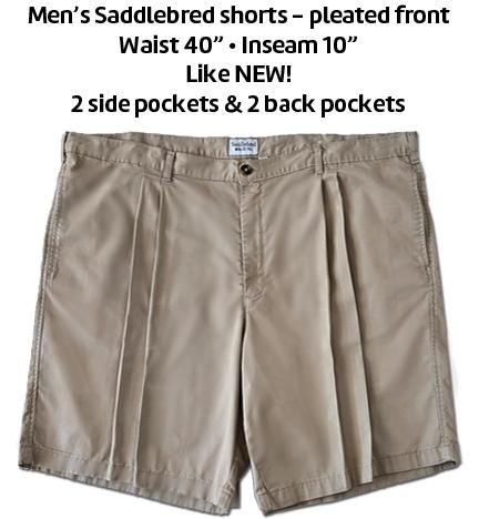 Men&#039;s Saddlebred pleated front shorts • Waist 40&quot; • Inseam 10&quot;