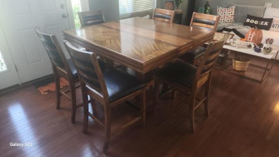Counter Height Wood Table &amp; 6 Chairs!
