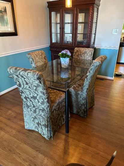  China cabinet and glass top dining table