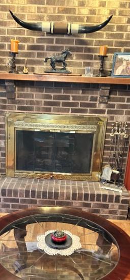 Brass plate Fireplace Doors &amp; Screen