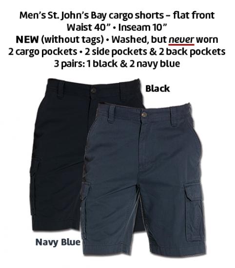 Men&#039;s St. John&#039;s Bay flat front cargo shorts • W40&quot; • Inseam 10&quot;