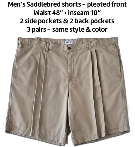 Men&#039;s Saddlebred pleated front shorts • Waist 48&quot; • Inseam 10&quot;