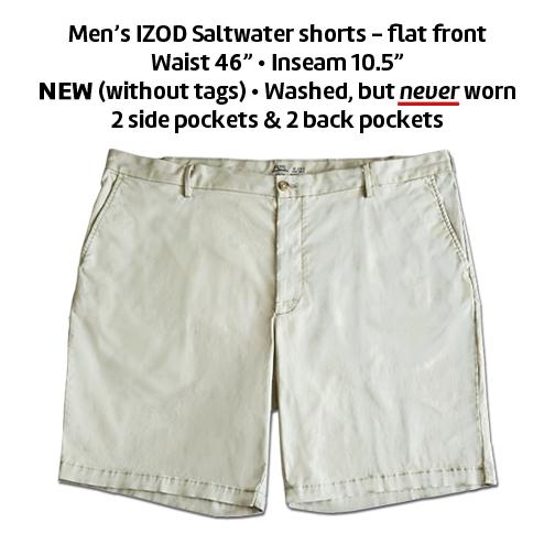 Men&#039;s IZOD Saltwater flat front shorts • Waist 46 • Inseam 10.5
