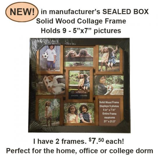 NEW! Solid Wood Collage Picture Frame - Holds 9 Pictures        