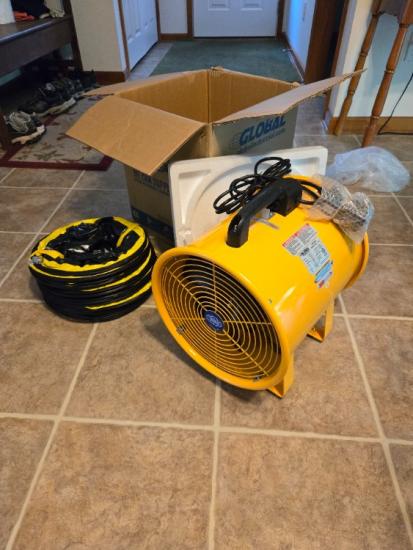 NEW IN BOX Global portable ventilator fan 12&quot; w/ flex duct